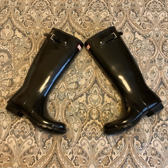 Like New Hunter Original Tall Black Gloss Boots Womens Sz 10 Worn 1x - Picture 9 of 16